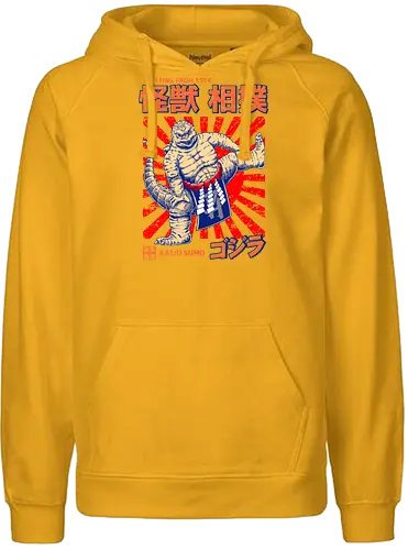 Kaiju als Kaiju-Sumo-Ringer – Parodie auf japanische Monster - Kaiju, Kaiju, Kaiju-Sumo, Sumo-Ringer, lustige Monster-Parodie, japanisches Wrestling, Kaiju-Kampf, Kampf aus dem Jahr 1954, japanisches Retro-Thema, Otaku-Humor, Riesenmonster, radioaktiver Dinosaurier, Sumo-Kampf, Kampfsport-Parodie, Tokio-Monster, Nerd-Humor, Popkultur-Mashup, Schwergewichts-Champion, Yokozuna, Kaiju-Fanart, lustiger Dinosaurier, japanische Streetwear - Fairtrade Hoodie