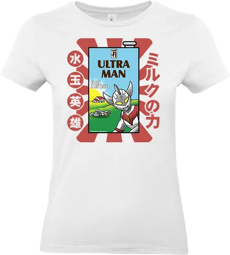 Ultraman-Retro-Milchkarton-Parodie – Lustiges Tokusatsu - Ultraman, Retro-Milchkarton, lustige Tokusatsu-Parodie, japanischer Superheld, Kaiju-Kampf, Ultra Milk, Full Justice, 3 Minuten Ausdauer, Vintage-Verpackungsparodie, Tokusatsu-Held, Popkultur-Mashup, japanische Science-Fiction, Nerd-Humor, Otaku-Komödie, nostalgisches Fernsehen, lustiger Superheld, Milchkarton-Parodie, asiatische Getränkeästhetik, Polka-Dot-Held, Anime-Streetwear - Standard T-Shirt (Frauen)