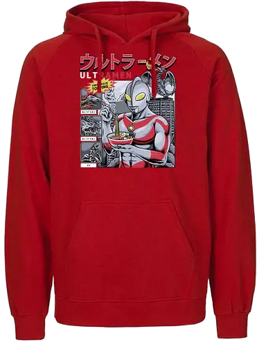Ultramen Ramen-Nudelsuppe – Lustige Kaiju-Topping-Parodie - Ultraman-Parodie, Ultramen, Ramen-Nudeln, Lustiges Tokusatsu, Parodie auf japanisches Essen, Kaiju-Kampf, Frische Kaiju-Beilage, Alien Baltan, Riesige Monstersuppe, Superhelden beim Essen, Otaku-Humor, Japanische Streetwear, Foodie-Kleidung, Nudel-Liebhaber, Skyline von Tokio, Retro-japanisches Fernsehen, Sci-Fi-Komödie, Monster-Menü, Wortspiel-Grafik, Helden-Appetit, Riesenroboter - Fairtrade Hoodie