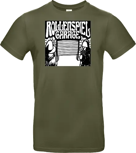 Logo des Podcasts RollenspielGarage in Graustufen. Design by CarlBox. Feuerball!