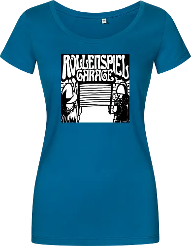 Logo des Podcasts RollenspielGarage in Graustufen. Design by CrlBox. Feuerball!