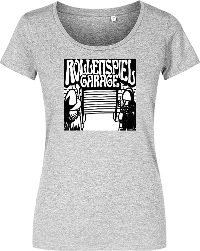 Logo des Podcasts RollenspielGarage in Graustufen. Design by CrlBox. Feuerball!