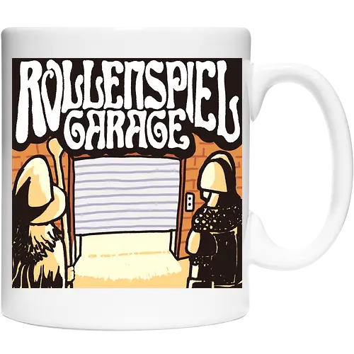 Logo des Podcasts RollenspielGarage. Design by CarlBox. Feuerball!