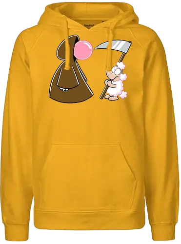 Kaugummi-Tod und Pudel - tod, pudel, sense, kaugummi, cartoon, cartoons, nichtlustig, nicht lustig - Fairtrade Hoodie