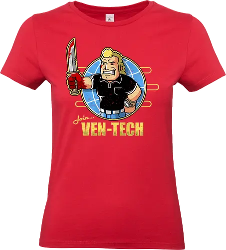 Retro Cartoon Unternehmens Tech Maskottchen Messer Geek Mashup - cartoon mashup shirt, Vault, Fallout, Vault-Tec, retro mascot tee, corporate tech parody apparel, vintage cartoon shirt, geek mashup tee, retro game mascot clothing, cartoon parody shirt, funny geek tee, vintage corporate mascot apparel, cartoon crossover shirt, retro geek art tee, funny cartoon mashup clothing, pop culture parody shirt, geek culture tee, vintage cartoon parody apparel - Standard T-Shirt (Frauen)