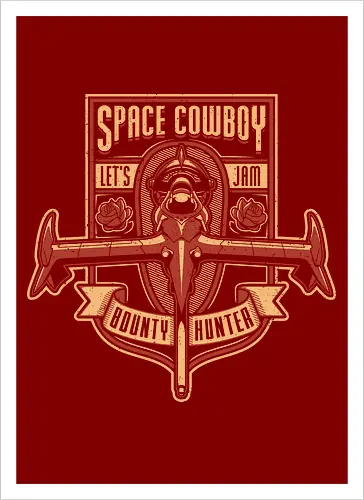 Space Cowboy Kopfgeldjäger – Let's Jam Vintage Badge