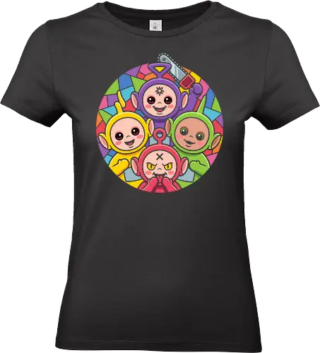 Terror-Tubbies: Stained Glass Nightmares - creepy cute graphic tee, dark humor nostalgic apparel, stained glass cartoon design, pastel goth 90s clothing, childhood ruined streetwear, horror mashup shirt, funny edgy pop culture tee, demonic alien characters, alt aesthetic nostalgia merch, parody shirt - Standard T-Shirt (Frauen)