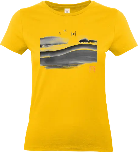 attack - prairy, land, sumie, temple, spaceship - Standard T-Shirt (Frauen)