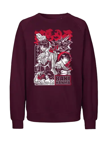Hanma Battle Stories - baki hanma, anime collage, martial arts, manga panel, combat anime, underground fights, anime artwork, fighter spirit - Fairtrade Sweatshirt