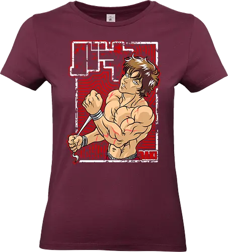 Baki Red Impact - baki, fighting anime, anime design, manga art, combat pose, muscle fighter, anime warrior, red black aesthetic - Standard T-Shirt (Frauen)