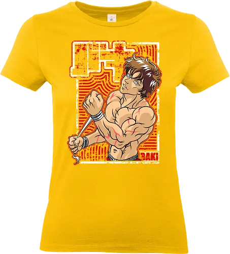 Baki Red Impact - baki, fighting anime, anime design, manga art, combat pose, muscle fighter, anime warrior, red black aesthetic - Standard T-Shirt (Frauen)