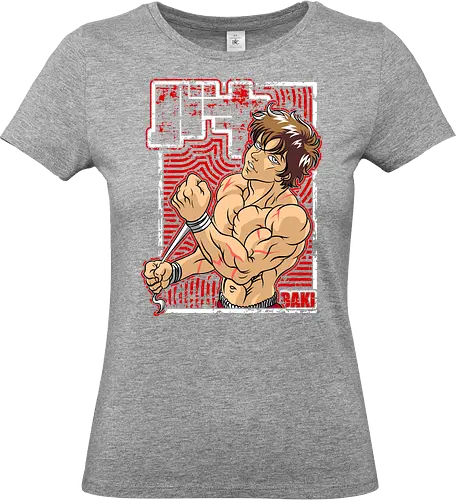 Baki Red Impact - baki, fighting anime, anime design, manga art, combat pose, muscle fighter, anime warrior, red black aesthetic - Standard T-Shirt (Frauen)