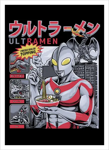 Ultraman isst Ramen-Nudeln vor dem Kampf gegen Kaiju (Parodie)