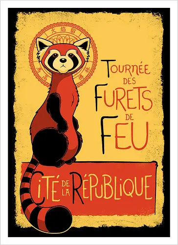 Roter Panda Vintage Französisches Poster Art Nouveau Oriental