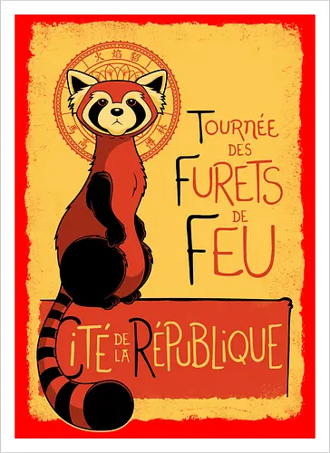 Roter Panda Vintage Französisches Poster Art Nouveau Oriental