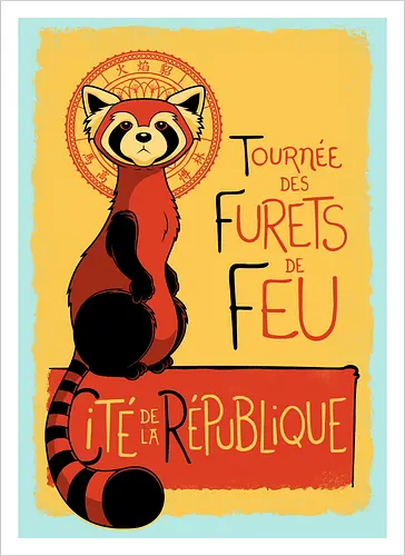 Roter Panda Vintage Französisches Poster Art Nouveau Oriental