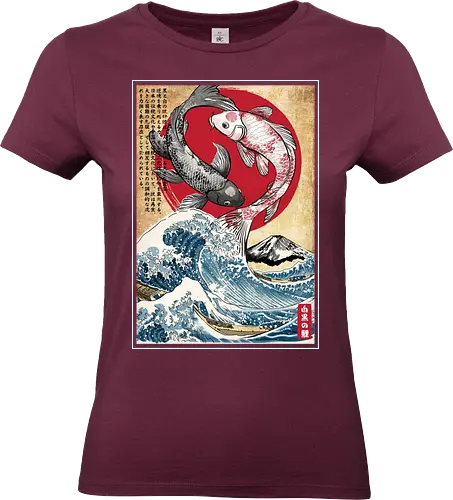 Koi balance in Japan - japan, japanese art, ying yang, great wave off kanagawa, animals, nature - Standard T-Shirt (Frauen)
