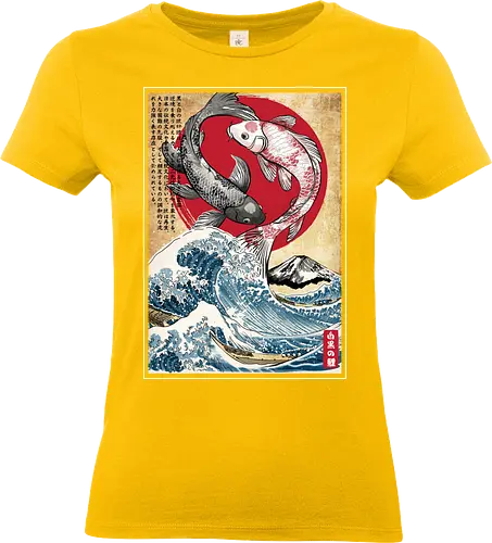 Koi balance in Japan - japan, japanese art, ying yang, great wave off kanagawa, animals, nature - Standard T-Shirt (Frauen)