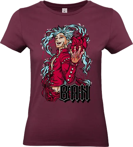 Ban Fox Sin - ban, nanatsu no taizai, anime fighter, fox sin, manga style, immortal hero, anime art, red aesthetic - Standard T-Shirt (Frauen)