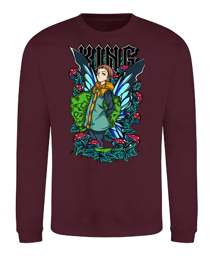 King Fairy Wings - king, seven deadly sins, fairy king, anime art, manga style, fantasy hero, anime design, colorful aesthetic - Sweatshirt