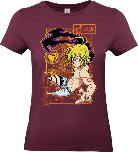 Meliodas Shadow Form - meliodas, anime art, demon power, manga hero, fantasy fighter, yellow aesthetic, anime poster, nanatsu no taizai - Standard T-Shirt (Frauen)