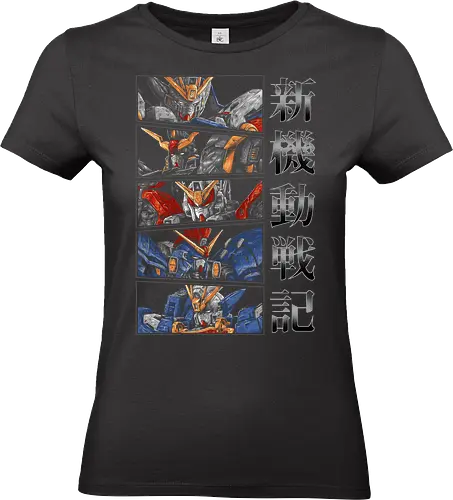 Gundam Wing Mobile Suits – Podiumsdiskussion zu Mecha-Anime der 90er Jahre - Gundam, Gundam Wing, Mecha, Anime, Manga, Robot, Operation Meteor, 90s, Nostalgia, Sci Fi, Japanese, Otaku, Gunpla, Heavyarms, Deathscythe - Standard T-Shirt (Frauen)