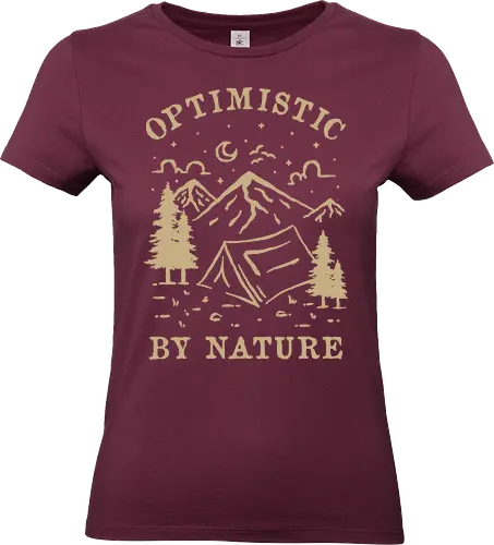Optimistic By Nature - nature, hiking, camp, pun, optimistic, camping, hike, adventure, mountains, landscape - Standard T-Shirt (Frauen)