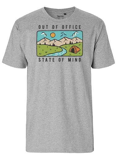 Out Of Office - nature, hiking, camp, pun, optimistic, camping, hike, adventure, mountains, landscape, email, office, funny - Fairtrade T-Shirt