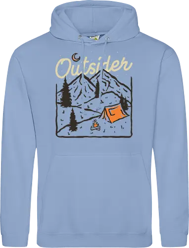 Outsider - nature, hiking, camp, pun, optimistic, camping, hike, adventure, mountains, landscape, outside, outsider - Standard Hoodie