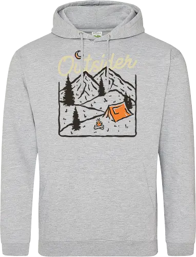 Outsider - nature, hiking, camp, pun, optimistic, camping, hike, adventure, mountains, landscape, outside, outsider - Standard Hoodie