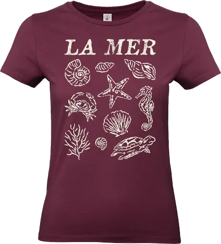 La Mer - sea, coastal, beach, vacation, summer, ocean, seahorse, seaturtle, crab, shell, seashell, starfish, waves, mer, cute - Standard T-Shirt (Frauen)