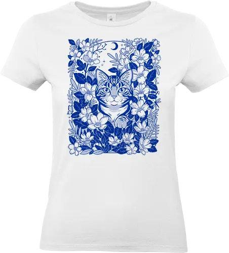 Moon Garden Cat - A graceful blend of floral elegance, moonlit wonder, and feline charm for lovers of nature inspired and aesthetic designs. - Standard T-Shirt (Frauen)