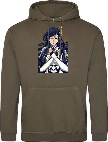 Majestätische Walküre – Himmlische Kriegerin Premium - walküre premium kunst, Brunhilde, Record of Ragnarok, Shuumatsu no Valkyrie, himmlische kriegerin design, anime walküre druck, blaue goldene kriegerin kunst, nordische mythologie anime, mystische kriegerin design, blauhaarige walküre kunst, weißer rüstung kriegerin, starke weibliche anime kunst, epische kriegerin design, goldene walküre druck, mystische kriegerin kunst, elegante anime kriegerin, premium walküre druck, himmlische kriegerin vintage - Standard Hoodie