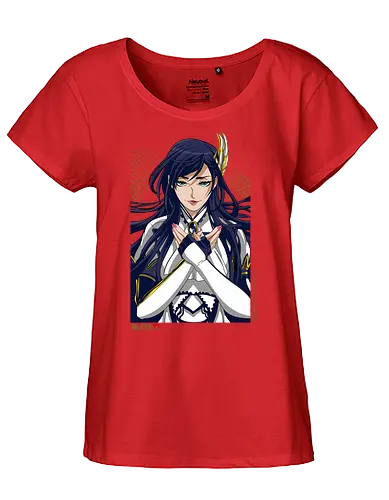 Majestätische Walküre – Himmlische Kriegerin Premium - walküre premium kunst, Brunhilde, Record of Ragnarok, Shuumatsu no Valkyrie, himmlische kriegerin design, anime walküre druck, blaue goldene kriegerin kunst, nordische mythologie anime, mystische kriegerin design, blauhaarige walküre kunst, weißer rüstung kriegerin, starke weibliche anime kunst, epische kriegerin design, goldene walküre druck, mystische kriegerin kunst, elegante anime kriegerin, premium walküre druck, himmlische kriegerin vintage - Fairtrade Girl Shirt