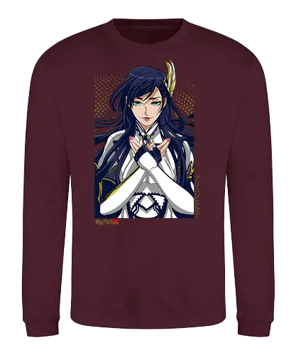 Majestätische Walküre – Himmlische Kriegerin Premium - walküre premium kunst, Brunhilde, Record of Ragnarok, Shuumatsu no Valkyrie, himmlische kriegerin design, anime walküre druck, blaue goldene kriegerin kunst, nordische mythologie anime, mystische kriegerin design, blauhaarige walküre kunst, weißer rüstung kriegerin, starke weibliche anime kunst, epische kriegerin design, goldene walküre druck, mystische kriegerin kunst, elegante anime kriegerin, premium walküre druck, himmlische kriegerin vintage - Sweatshirt