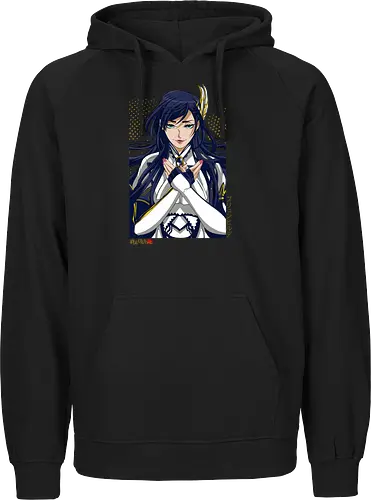 Majestätische Walküre – Himmlische Kriegerin Premium - walküre premium kunst, Brunhilde, Record of Ragnarok, Shuumatsu no Valkyrie, himmlische kriegerin design, anime walküre druck, blaue goldene kriegerin kunst, nordische mythologie anime, mystische kriegerin design, blauhaarige walküre kunst, weißer rüstung kriegerin, starke weibliche anime kunst, epische kriegerin design, goldene walküre druck, mystische kriegerin kunst, elegante anime kriegerin, premium walküre druck, himmlische kriegerin vintage - Fairtrade Hoodie