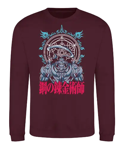 Stahl Alchemist Rüstung - Transmutationskreis - alchemist rüstung kunst, transmutationskreis design, stahl krieger anime druck, riesen rüstung alchemie kunst, anime alchemie premium design, Alphonse Elric, Fullmetal Alchemist, FMA Brotherhood, anime alchemy premium design, metal warrior transmutation art, steel armor magic circle, epic anime warrior print, alchemy tribal circle art, armored warrior kanji design, philosophical anime art premium, epic metal armor print, alchemic circle warrior art, classic anime armor design, steel warrior kanji premium - Sweatshirt
