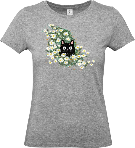 Summer catmouflage - cats, cats lovers, cute cat, funny cat, animal lover, summer, flowers, nature, animals - Standard T-Shirt (Frauen)