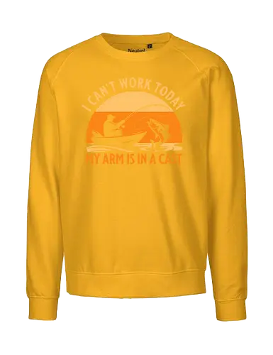 Ich Kann Heute Nicht Arbeiten, Mein Arm Ist Im Gips – Lustiges Angler T-Shirt - Angeln, Angler Shirt, lustiges Angler T-Shirt, Angeln Geschenk, Fischer Geschenk, Angel Humor, lustiger Spruch, Angel Spruch, Sportfischen, Hobbyangler, Angelurlaub, Bootsangeln, Seeangeln, Flussangeln, Barschangeln, Hechtangeln, Forellenangeln, Angelzubehör, Angelrute, Angelrolle, Fischfang, Fischer Kleidung, Outdoor Shirt, Naturfreund, Freizeitangler, Angel Fan, Angelmotiv, Vintage Angeln, Retro Angeln, Sonnenuntergang Design, Papa Angler, Opa Angler, Geschenk für Angler, Geburtstag Angler, Vatertag Geschenk, Weihnachtsgeschenk Angler, Angler Leben, Angel Leidenschaft, Petrijünger, Fischerei, Angelboot, Angeltrip, Angler Humor, Arbeit Witz, lustiges Geschenk, Angel Outfit, Männer T-Shirt, Fischer Motiv, Angeln macht glücklich. - Fairtrade Sweatshirt