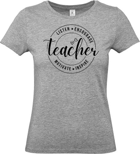 Teacher Listen Encourage Inspire Lustiges Lehrer - Teacher Listen Encourage Inspire, Lehrer Shirt, Lehrerin Geschenk, Lehrer Geschenk, Pädagoge, Pädagogin, Schule, Unterricht, Bildung, Lehrer Humor, Lehrer T-Shirt, Schulalltag, Klassenzimmer, Grundschule, Gymnasium, Dozent, Dozentin, Referendar, Referendarin, Lehrer Motivation, Inspirierende Lehrer, Lehrer Wertschätzung, Schulanfang Geschenk, Lehrertag, Bildung Geschenk, Lehrer Beruf, Lehrer Outfit, Klassenlehrer, Fachlehrer, Schüler, Lernen, Teaching, Education, Education Gift, Teacher Gift, Mentor, Inspiration, Motivation, Schule Geschenk, Lehrkraft, Unterrichtsmaterial, Schulteam, Kollegium, Lehrer Anerkennung, Lehrer Leben, Lehrer Spruch, Lehrerin T-Shirt, Geschenk für Lehrer, Pädagogik, Bildungswesen. - Standard T-Shirt (Frauen)