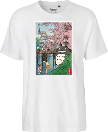 Castles and cherry blossoms with my neighbor - anime, manga, japan, japanese art, my neighbor, otaku, miyazaki - Fairtrade T-Shirt