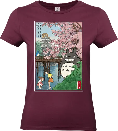 Castles and cherry blossoms with my neighbor - anime, manga, japan, japanese art, my neighbor, otaku, miyazaki - Standard T-Shirt (Frauen)