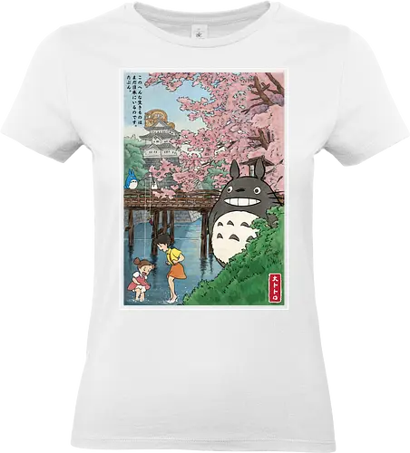Castles and cherry blossoms with my neighbor - anime, manga, japan, japanese art, my neighbor, otaku, miyazaki - Standard T-Shirt (Frauen)