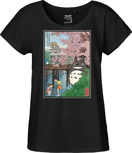 Castles and cherry blossoms with my neighbor - anime, manga, japan, japanese art, my neighbor, otaku, miyazaki - Fairtrade Girl Shirt