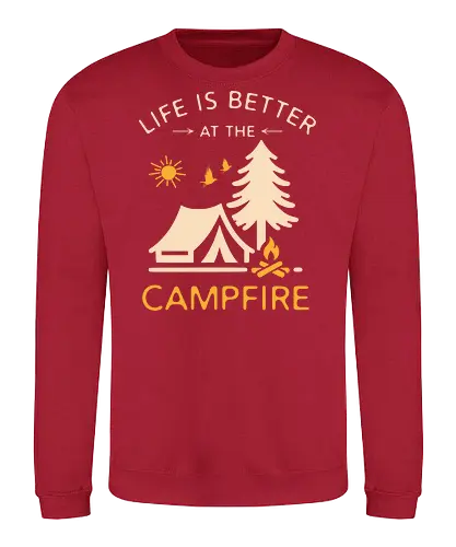 Am Lagerfeuer Ist Das Leben Besser – Camping Outdoor Abenteuer Design - Lagerfeuer, Camping, Camper, Zelt, Outdoor, Natur, Wald, Abenteuer, Wandern, Campen, Vanlife, Wohnmobil, Campingplatz, Trekking, Wildnis, Berge, Reise, Urlaub, Freizeit, Naturfreund, Outdoor Leben, Bonfire, Waldliebe, Campfire, Abenteuerlust, Camping Geschenk, Zelten, Nationalpark, Outdoor Fan, Campingliebhaber - Sweatshirt