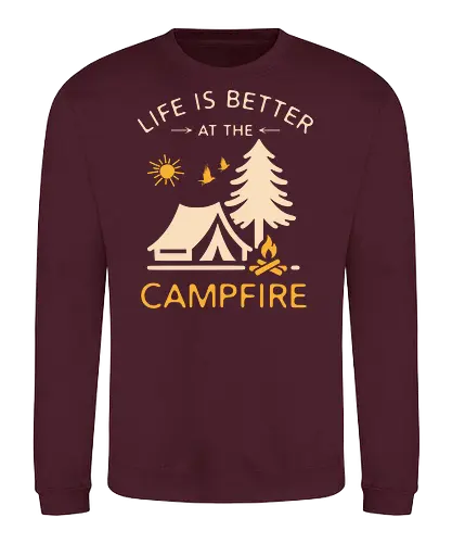 Am Lagerfeuer Ist Das Leben Besser – Camping Outdoor Abenteuer Design - Lagerfeuer, Camping, Camper, Zelt, Outdoor, Natur, Wald, Abenteuer, Wandern, Campen, Vanlife, Wohnmobil, Campingplatz, Trekking, Wildnis, Berge, Reise, Urlaub, Freizeit, Naturfreund, Outdoor Leben, Bonfire, Waldliebe, Campfire, Abenteuerlust, Camping Geschenk, Zelten, Nationalpark, Outdoor Fan, Campingliebhaber - Sweatshirt