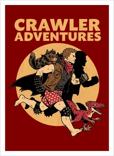 Dungeon Crawler Comic Cover - nerd, geek, book, books, bookworm, post-apocalypse, RPG, role-playing game, tabletop, isekai, fantasy, adventure, crawler, game, video game, video games, games, cat, pet, Poster, persian cat, dinosaur, velociraptor, raptor, fun, funny, comic book, mashup. comic book cover, cover, Donut, Science Fantasy, Science Fiction, Scifi - Kunstdruck