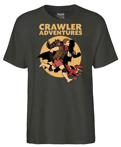 Dungeon Crawler Comic Cover - nerd, geek, book, books, bookworm, post-apocalypse, RPG, role-playing game, tabletop, isekai, fantasy, adventure, crawler, game, video game, video games, games, cat, pet, Poster, persian cat, dinosaur, velociraptor, raptor, fun, funny, comic book, mashup. comic book cover, cover, Donut, Science Fantasy, Science Fiction, Scifi - Fairtrade T-Shirt