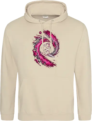 Astronaut Surfing a Cosmic Wave Pink