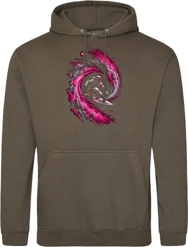 Astronaut Surfing a Cosmic Wave Pink